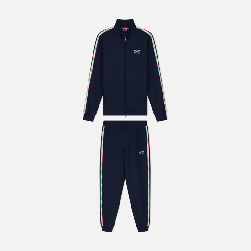 EA7 Italian Spirit Cotton-Blend Tracksuit in Navy