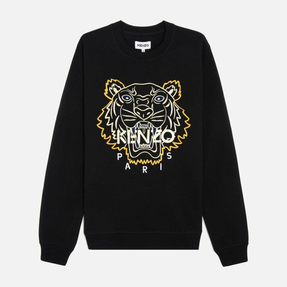 Kenzo Yellow Tiger Embroidered Sweatshirt in Black