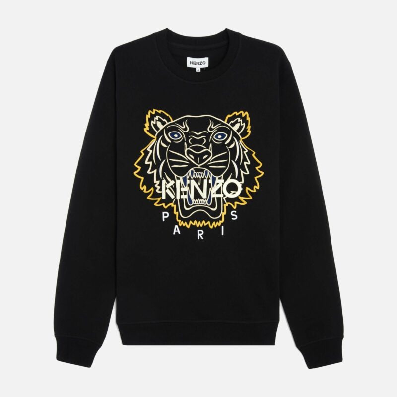 Kenzo Yellow Tiger Embroidered Sweatshirt in Black