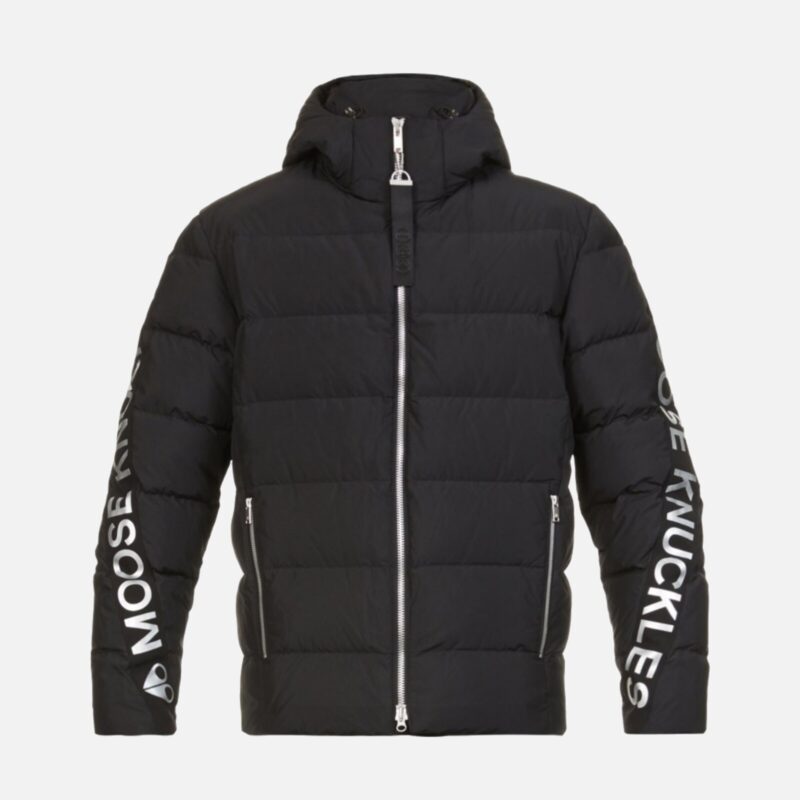Moose Knuckles Brand-Print Shell-Down Hooded Coat