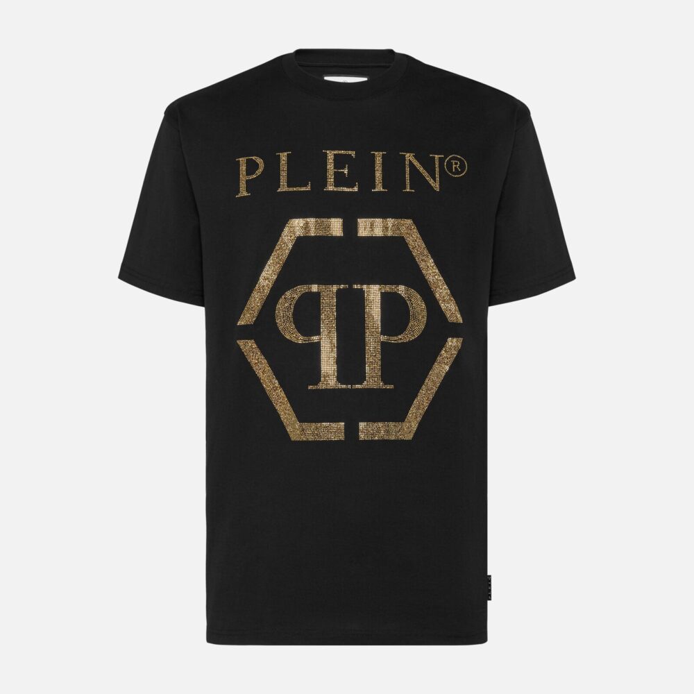 Philipp Plein Hexagon with Crystals T-Shirt in Black