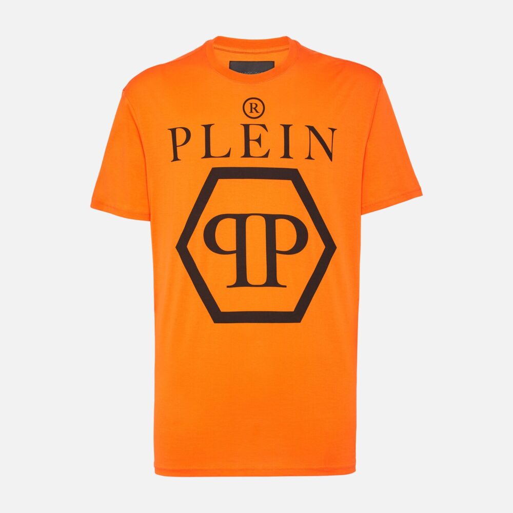Philipp Plein Logo Print Hexagon T-Shirt in Orange