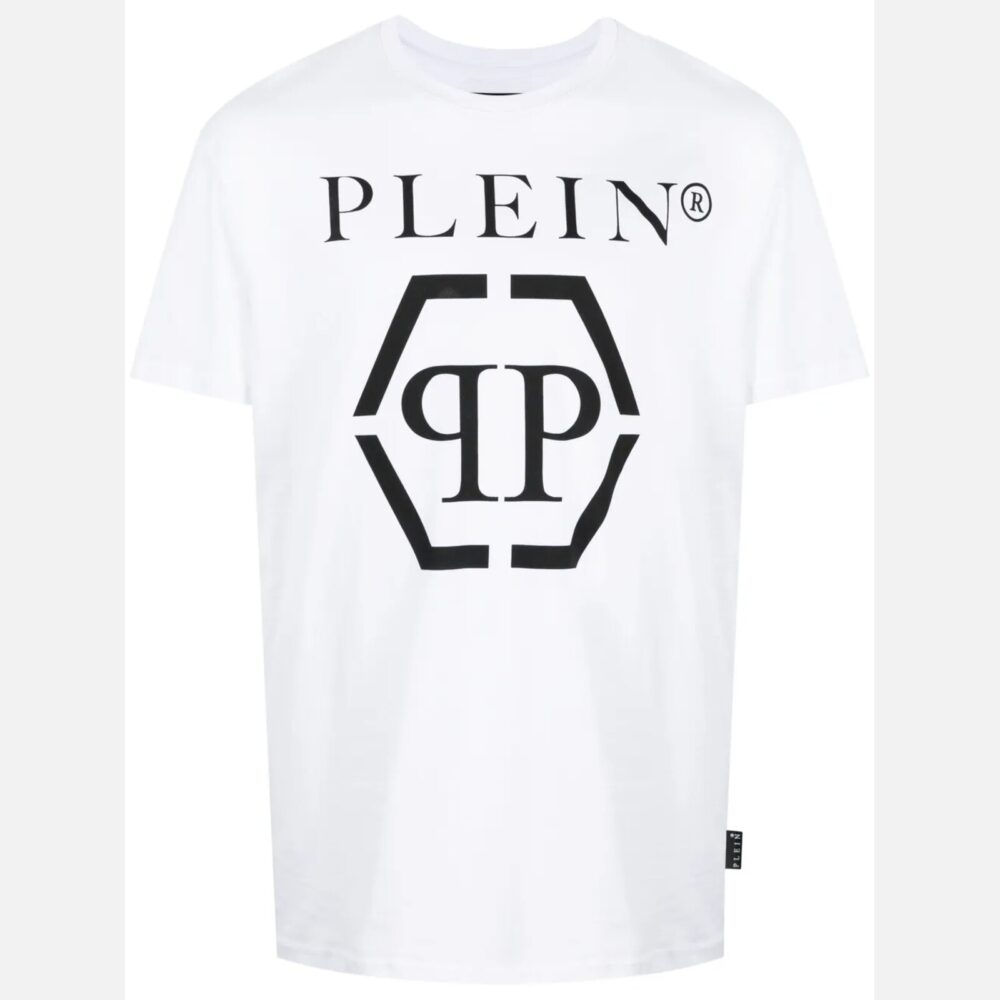 Philipp Plein Logo Print Hexagon T-Shirt in White